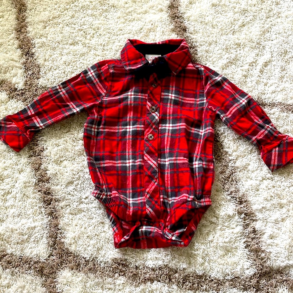 Cat & Jack Flannel Button Down with Bow-Tie